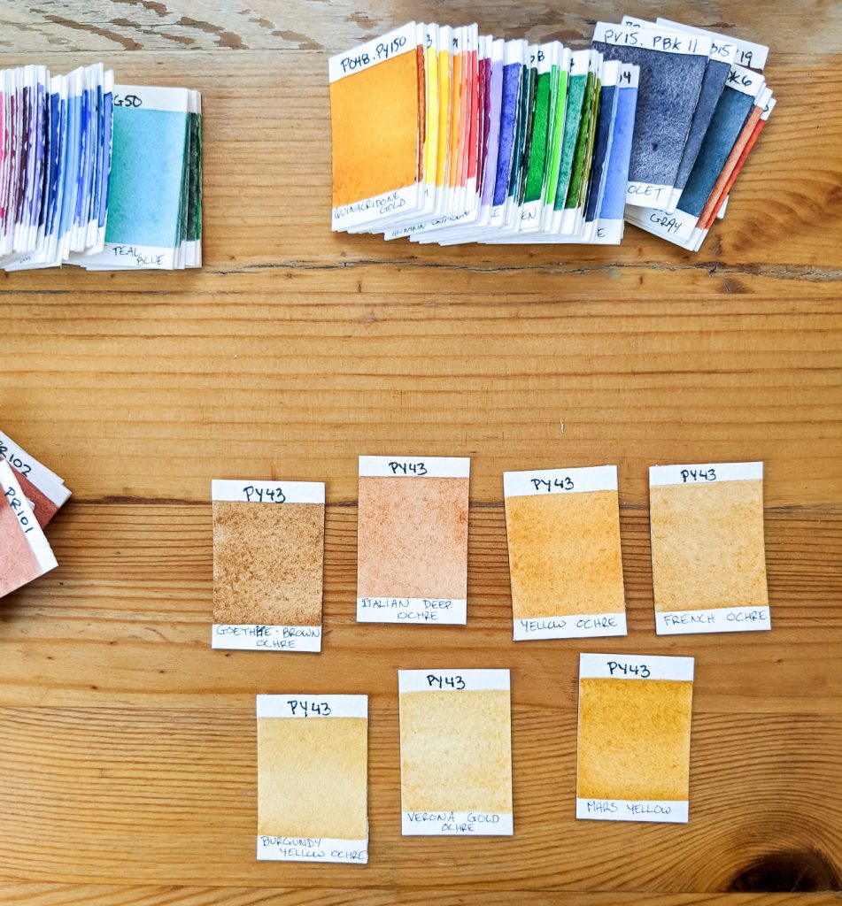 Swatches of PY43 from Daniel Smith's watercolors