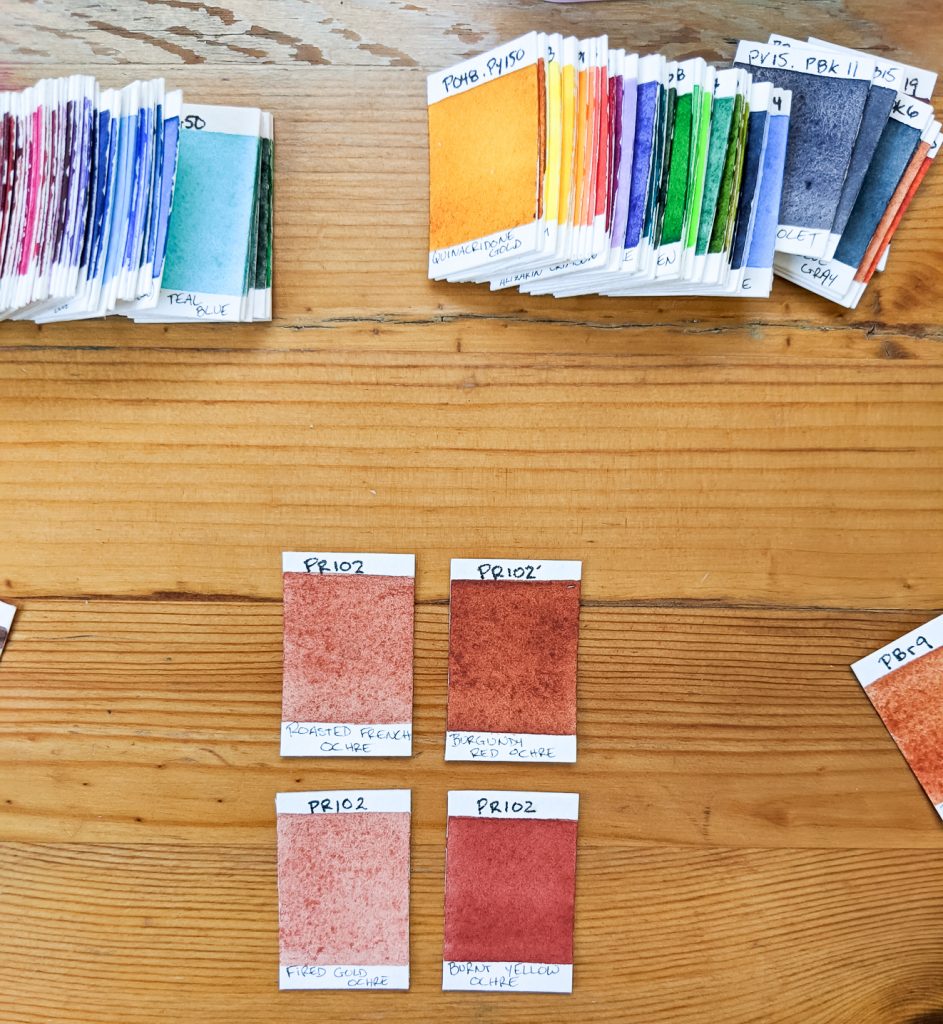 Swatches of PR102 from Daniel Smith's watercolors