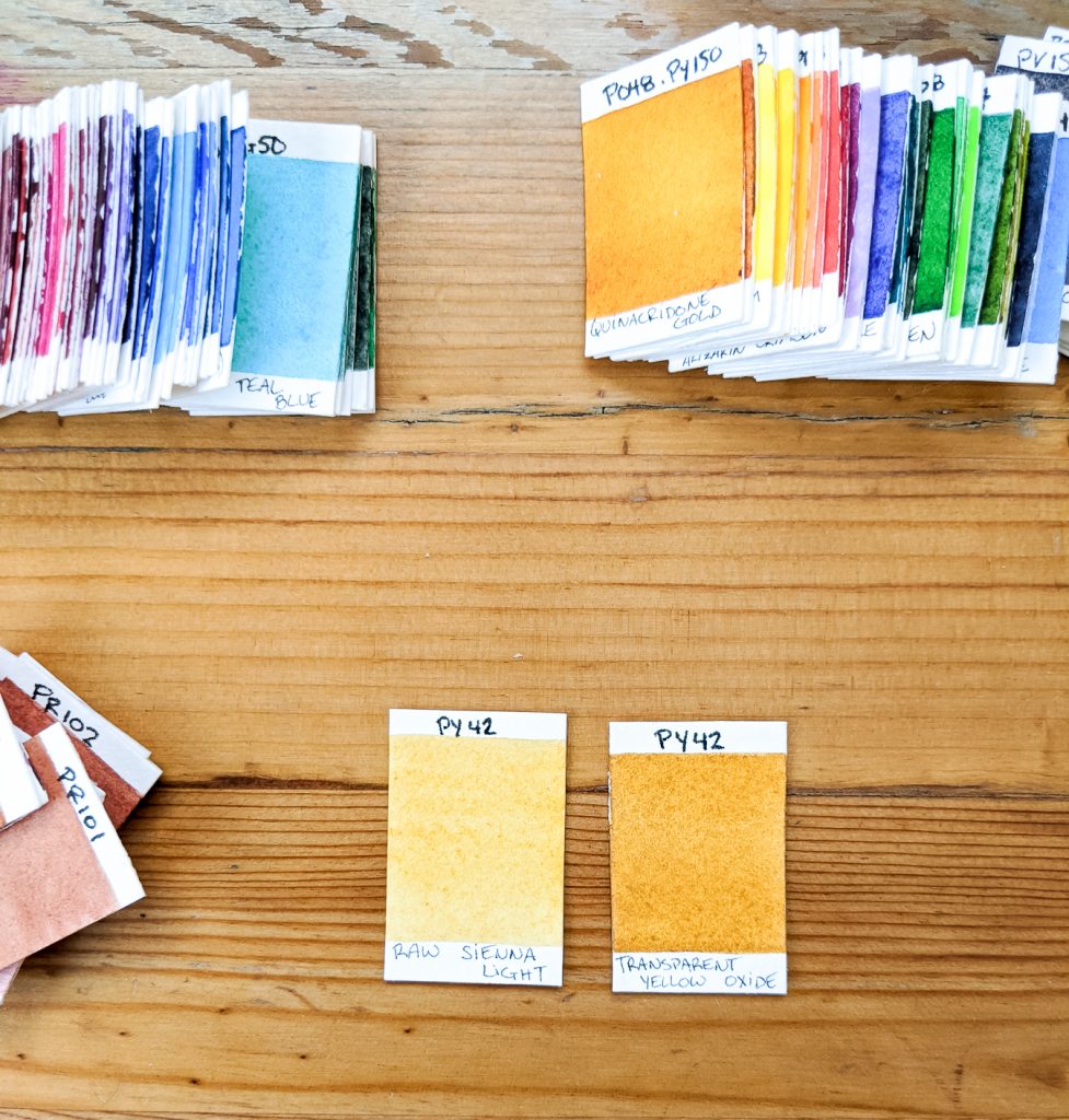 Swatches of PY42 from Daniel Smith's watercolors