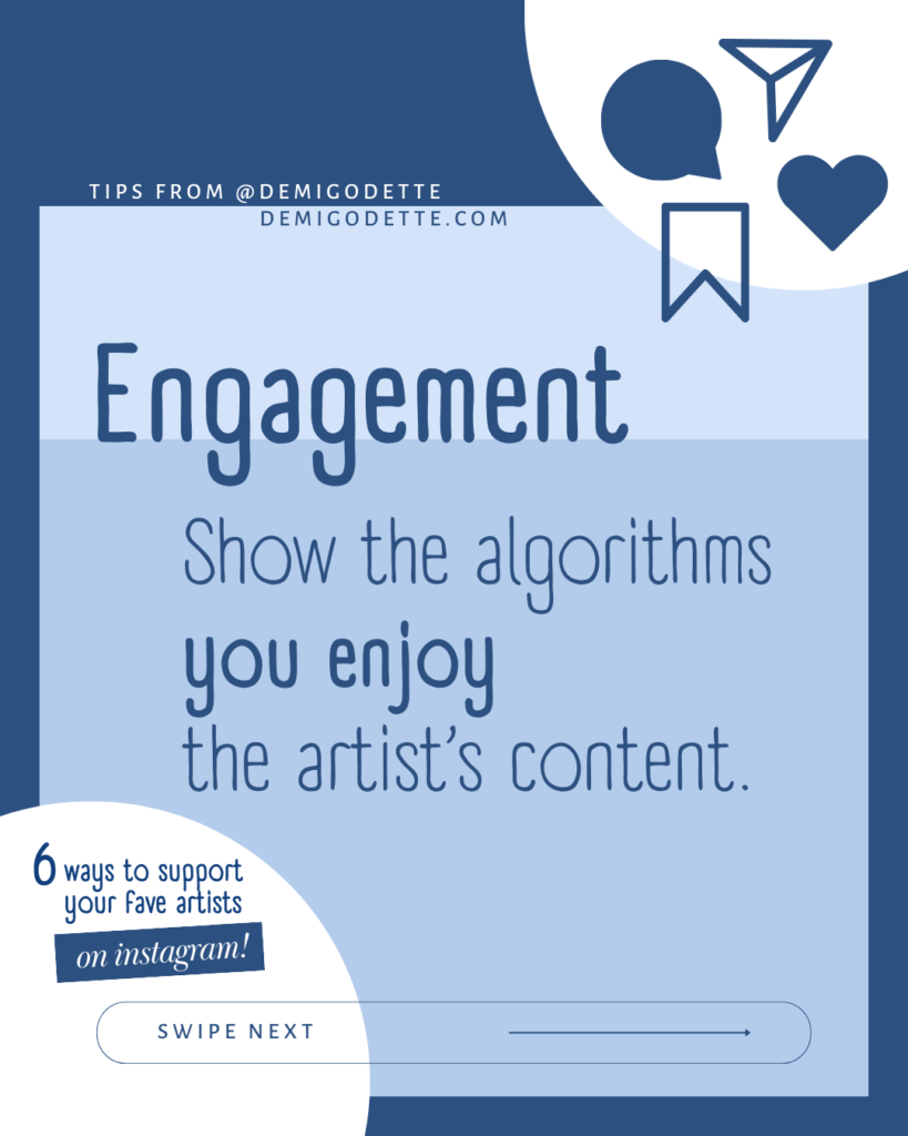 6 ways to support your favorite artists on instagram: boils down to engagement with their content! by demigodette.com