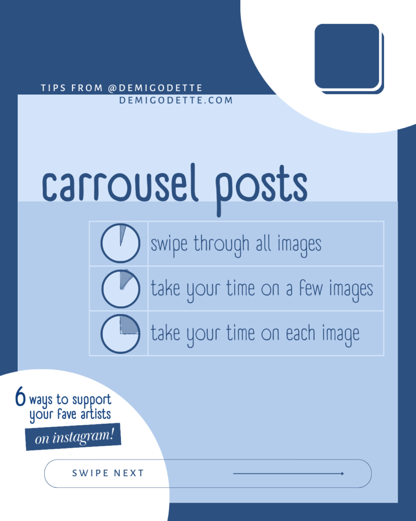 6 ways to support your favorite artists on instagram: tips for carrousel posts. by demigodette.com