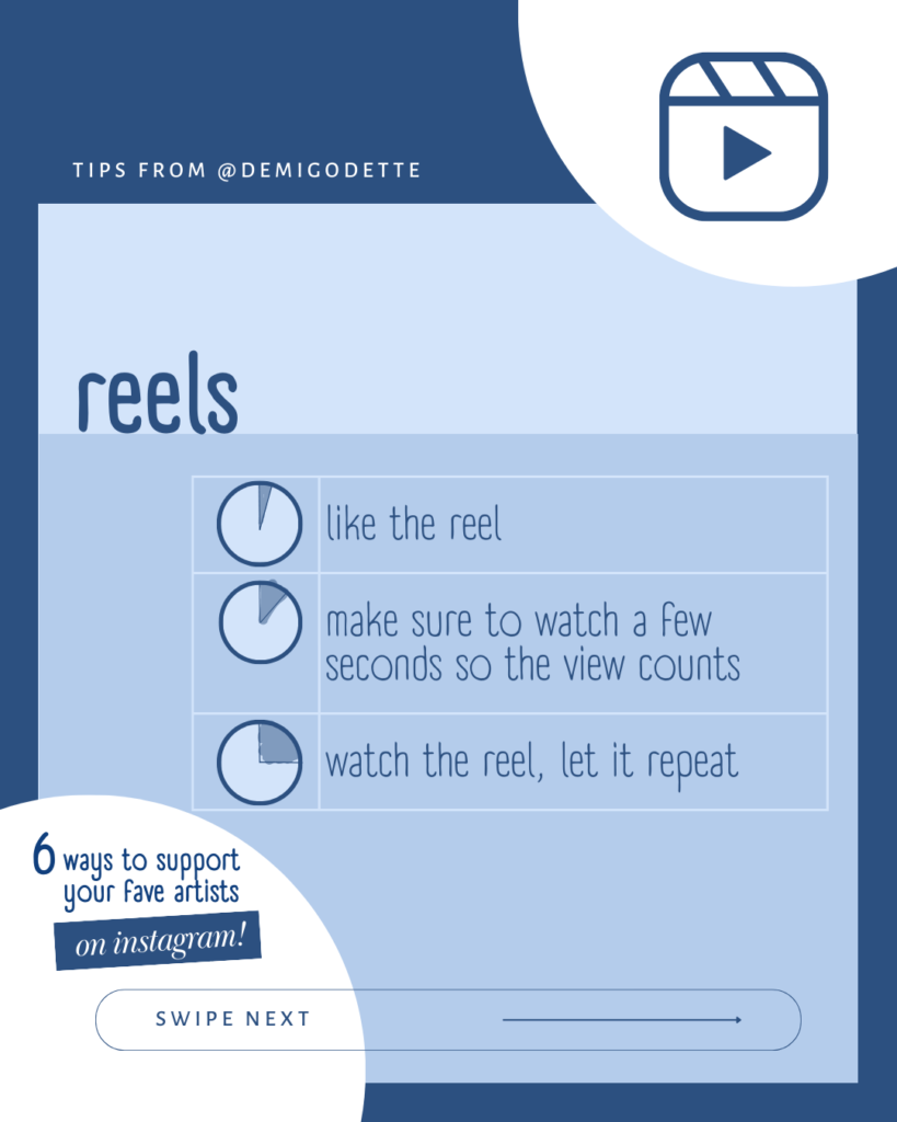 6 ways to support your favorite artists on instagram: tips for reels. by demigodette.com